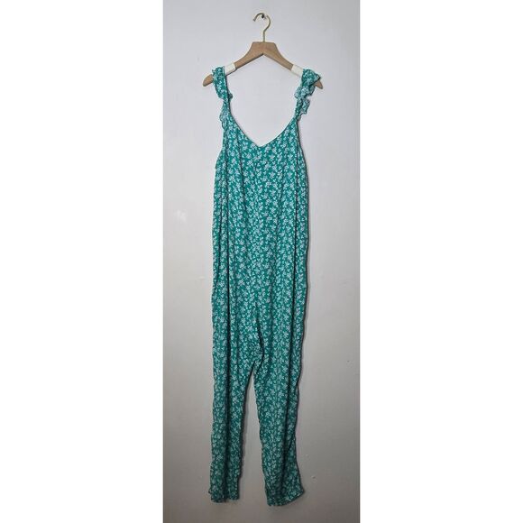 The Nines by Hatch Flounce Maternity Jumpsuit Size Large Green - Picture 3 of 7